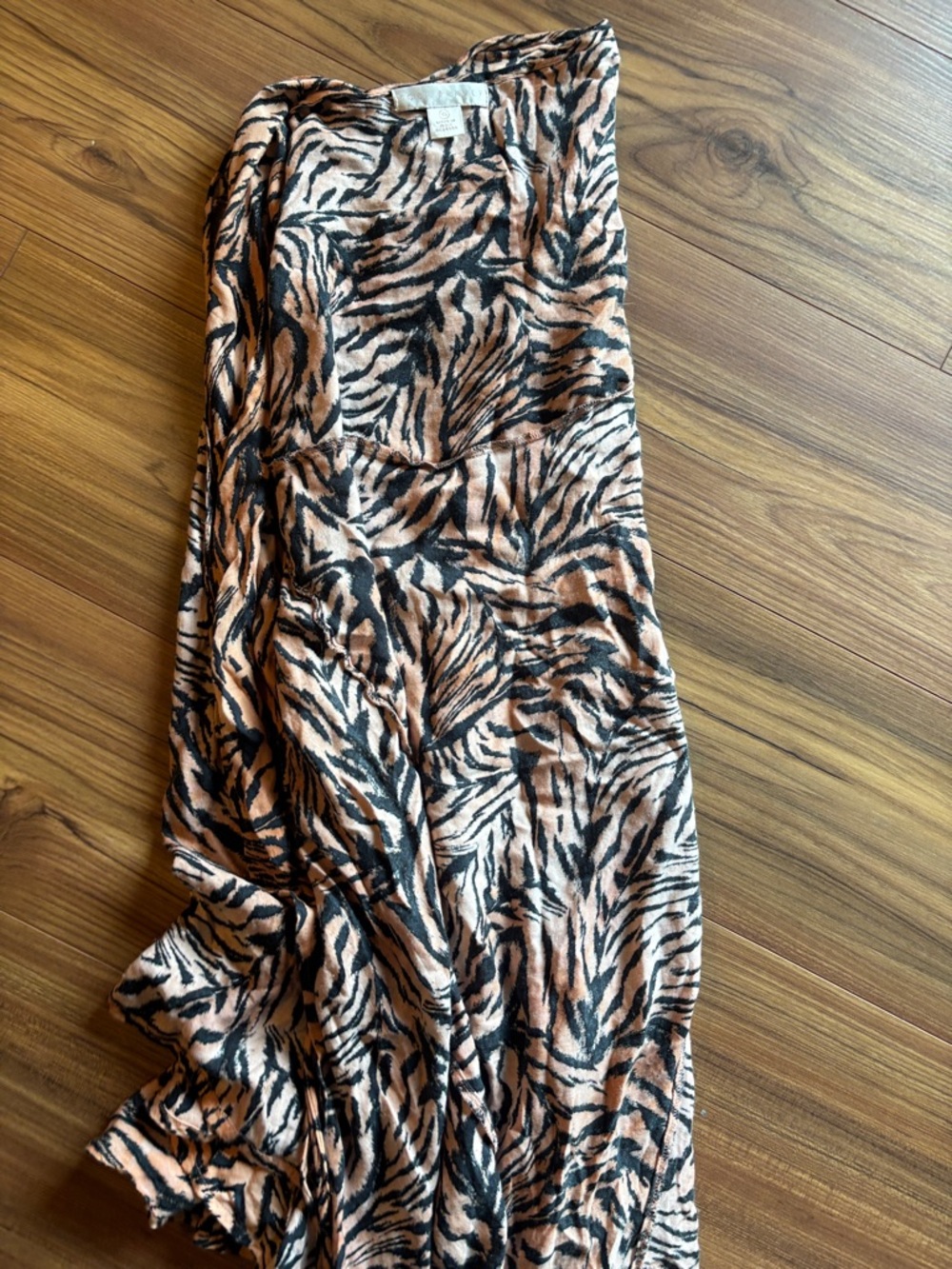 Tory Burch Peach and Black Zebra-Print Maxi Skirt